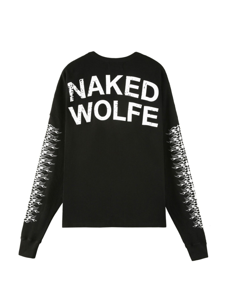 Bluzy Naked Wolfe Thermal Męskie Czarne | NKJ3769JC