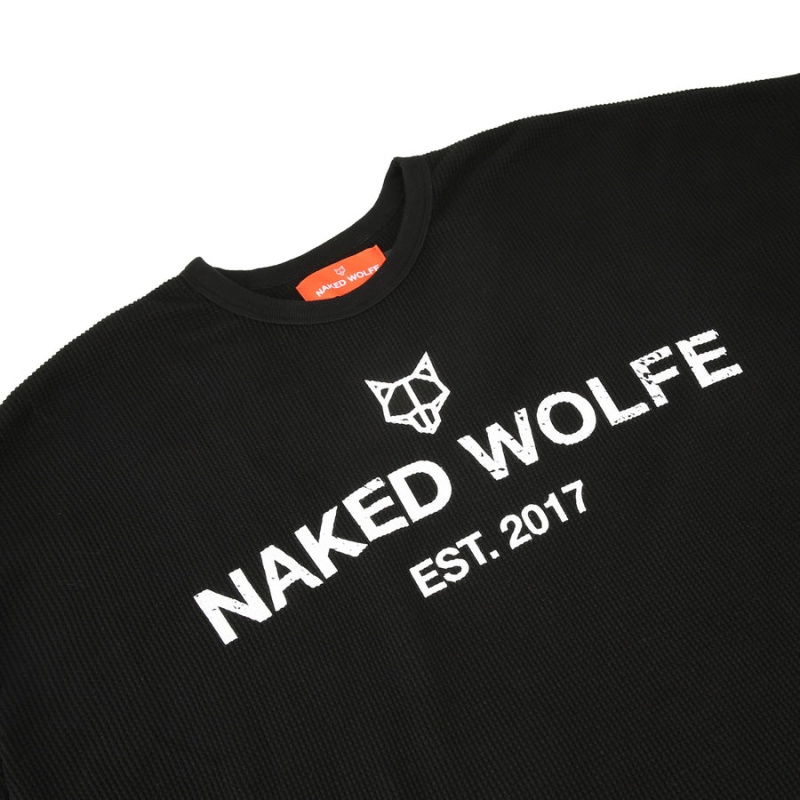 Bluzy Naked Wolfe Thermal Męskie Czarne | NKJ3769JC