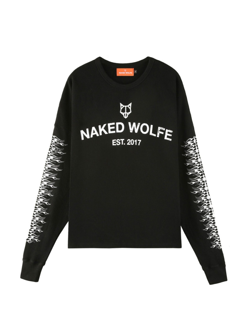 Bluzy Naked Wolfe Thermal Męskie Czarne | NKJ3769JC