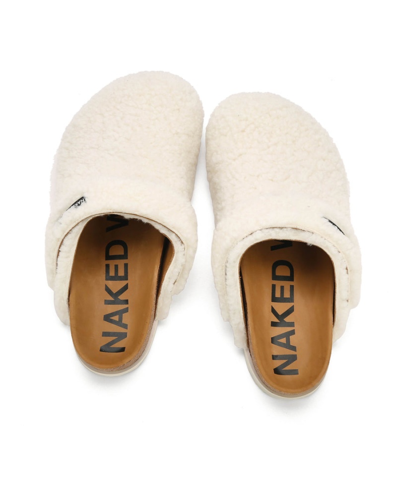 Kapcie Naked Wolfe Malta Shearling Męskie Białe Khaki | ZII8786QF