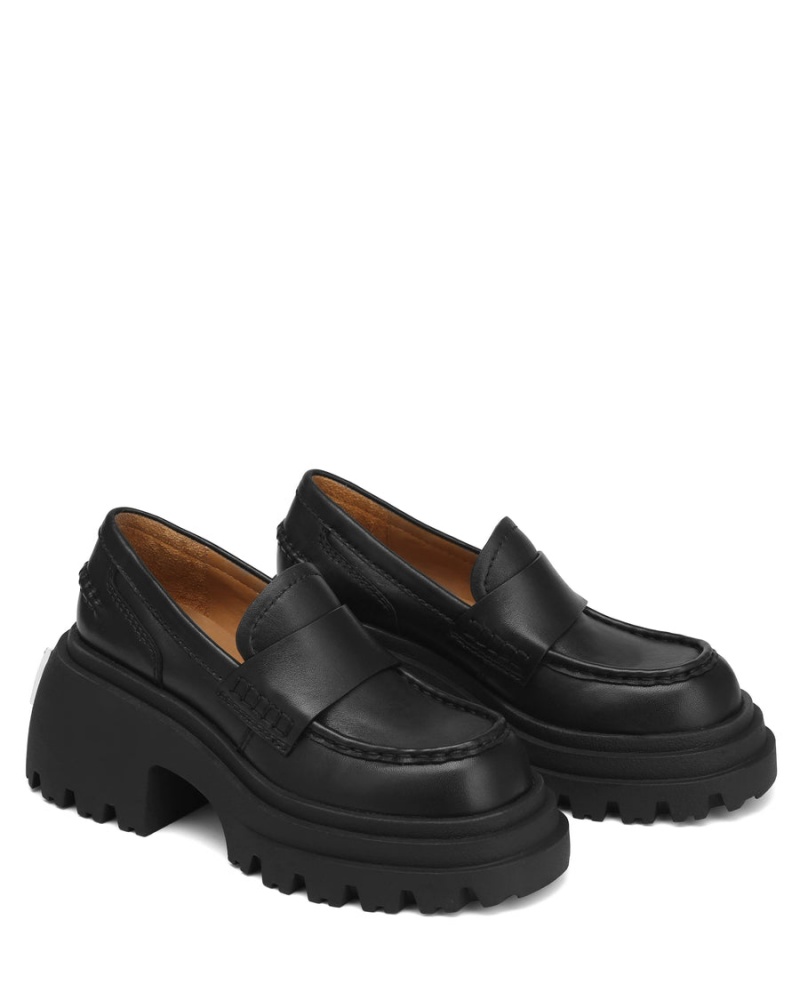 Loafersy Naked Wolfe Swish Skórzane Damskie Czarne | YPD8462QI